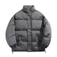 thumbnail image 1 of Chiccall Men's Puffer Jacket Plus Size Winter Stand Collar Quilted Jacket Thickened Snap Zip Up Puffy Coat with Pocket, 1 of 8