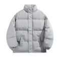 thumbnail image 1 of Chiccall Men's Puffer Jacket Plus Size Winter Stand Collar Quilted Jacket Thickened Snap Zip Up Puffy Coat with Pocket, 1 of 8