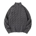 thumbnail image 1 of Chiccall Men's Quarter Zip Pullover Sweater Cable Knit Casual Loose Stand Collar Texture Knitted Sweaters, 1 of 6