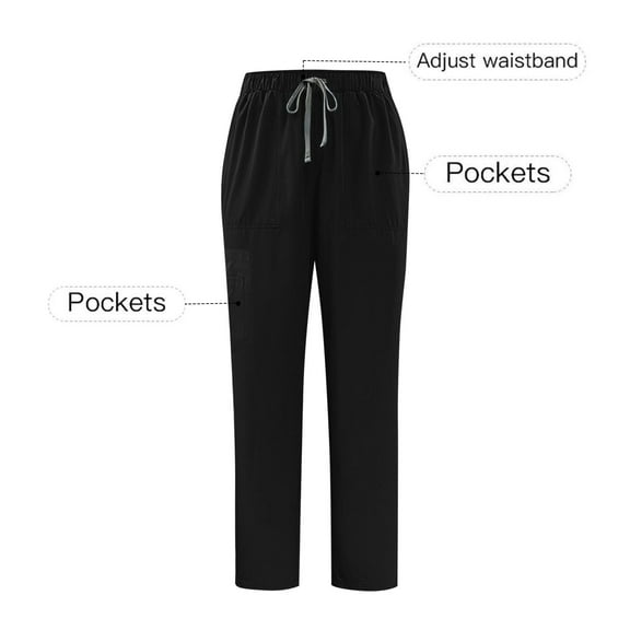 Chiccall Men's Scrub Pants Solid Stretch Straight Barrel Elastic Waist Drawstring Nursing Scrub Pants with Multiple Pockets