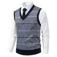 thumbnail image 1 of Chiccall Men's Sleeveless V Neck Pullover Sweater Slim Fit Casual British Style Stiped Sweater Vest, 1 of 7
