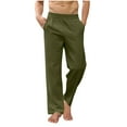 thumbnail image 1 of Chiccall Men's Straight Leg Pants for Men Cotton Linen Casual Loose Trousers Elastic Waist Yoga Pants with Back Pockets, 1 of 7
