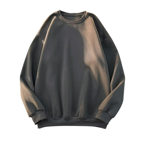 Chiccall Men's Sweatshirts Casual Loose Crew Neck Long Sleeve Shirts Fashion Solid Pullover Blouse Tops