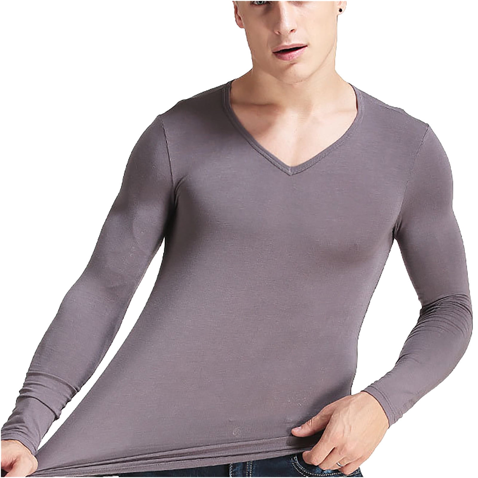 Chiccall Men's Thermal Underwear Long Sleeve V Neck Slim Fit Basic