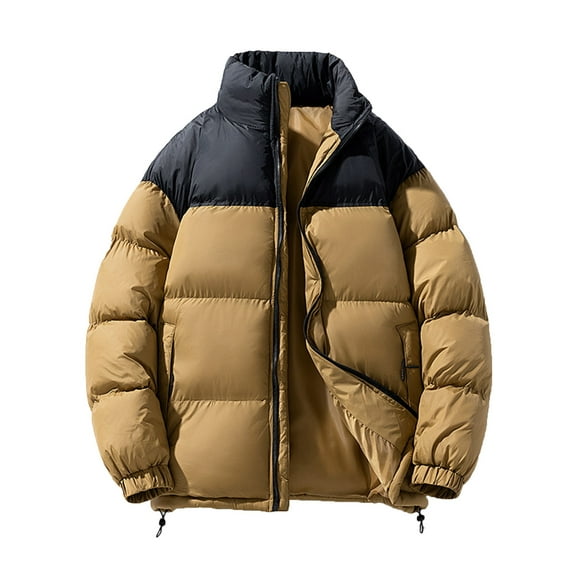 Chiccall Men's Thickened Puffer Jacket Winter Quilted Puffy Jackets Colorblock Winter Heavy Outdoor Windproof Insulated Coats