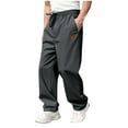 thumbnail image 1 of Chiccall Men's Wide Leg Pants Loose Straight Leg Trousers Elastic Waist Drawstring Open Bottom Casual Pants with Pockets, 1 of 5