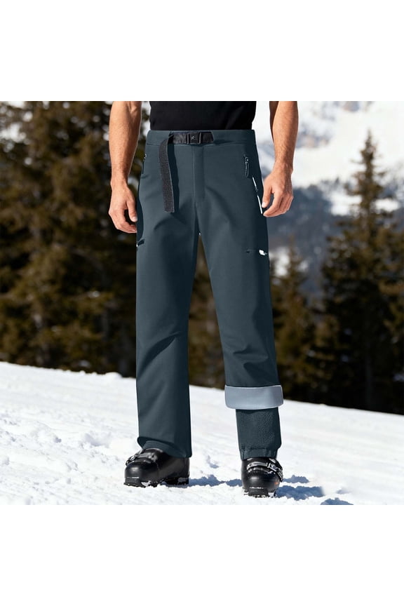Men's Winter Ski Pants with Deatachable Fleece Lined Pant 3 in 1 Thermal Warm Waterproof Snow Pants Outdoor Windproof Hiking with Zipper Pockets