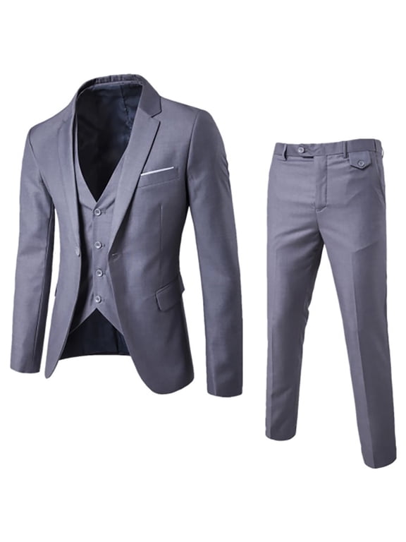 Up to 65 off!Chiccall Mens 3 Piece Suit Blazer Slim Fit Tux with One Button, Jacket Vest & Pants Set for Party Wedding and Business