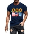 thumbnail image 1 of Chiccall Mens 4th of July Crew Neck Patriotic T-Shirts Independence Day American Flag Print Casual Short Sleeve Tee Tops, 1 of 5