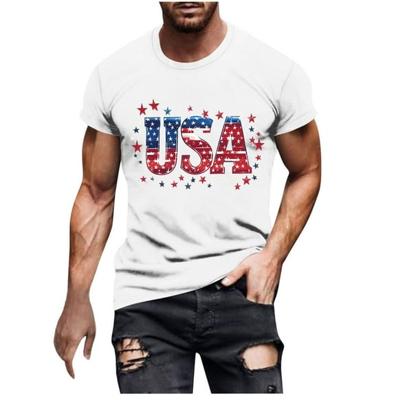Chiccall Mens 4th of July Summe Tops American Flag Patriotic Crew Neck T-Shirt USA Independence Day Tee Tops