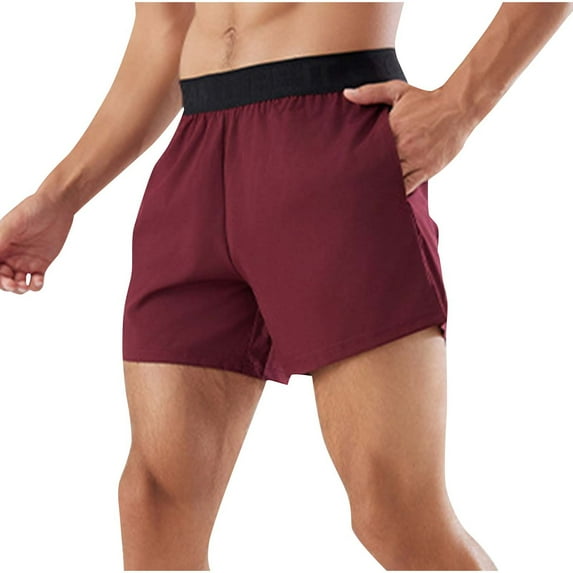 Chiccall Mens Athletic Gym Shorts Solid Summer Casual Running Shorts L Wine
