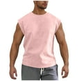thumbnail image 1 of Chiccall Mens Athletic Sleeveless Tank Tops Vintage Solid Crew Neck Summer Muscle Shirts (S-5XL) Pink, 1 of 5