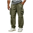 thumbnail image 1 of Chiccall Mens Baggy Parachute Cargo Pants Outdoor Hiking Pants Casual Wide Leg Elastic Waist Drawstring Streetwear Trousers with Pockets, 1 of 8