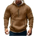thumbnail image 1 of Chiccall Mens & Big Mens Hoodies Fleece Lined Cargo Hoodies Oversized Half Zip Hood Drawstring Sweatshirts Plus Size Pullover Tops with Pockets, 1 of 5