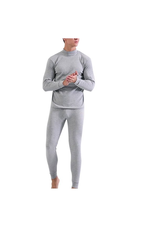 Mens Brushed Thermal Underwear Set Turtleneck Long Sleeve Shirt & Legging Cold Weather Warm Comfy Base Layer for Men