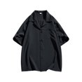 thumbnail image 1 of Chiccall Mens Button Down Shirts Solid Summer Short Sleeve Beach Tops Blouse with Pocket XL Black, 1 of 5