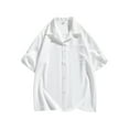thumbnail image 1 of Chiccall Mens Button Down Shirts Solid Summer Short Sleeve Beach Tops Blouse with Pocket XL White, 1 of 5
