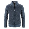 thumbnail image 1 of Chiccall Mens Cardigan Sweaters Casual Full Zip Stand Collar Knitted Sweater Fleece Lined Cardigans with Pocket, 1 of 8