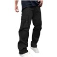 thumbnail image 1 of Chiccall Mens Cargo Pants Drawstring Casual Hiking Pants Loose Elastic Waist Summer Sweatpants with Pockets Black L, 1 of 5