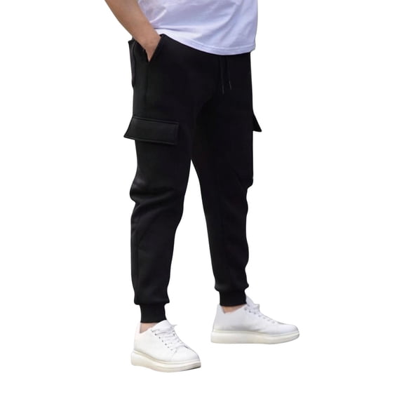 Chiccall Mens Cargo Sweatpants 5 Pockets Casual Fleece Wide Leg Sweatpant Baggy Elastic Waist Drawstring Workout Jogger
