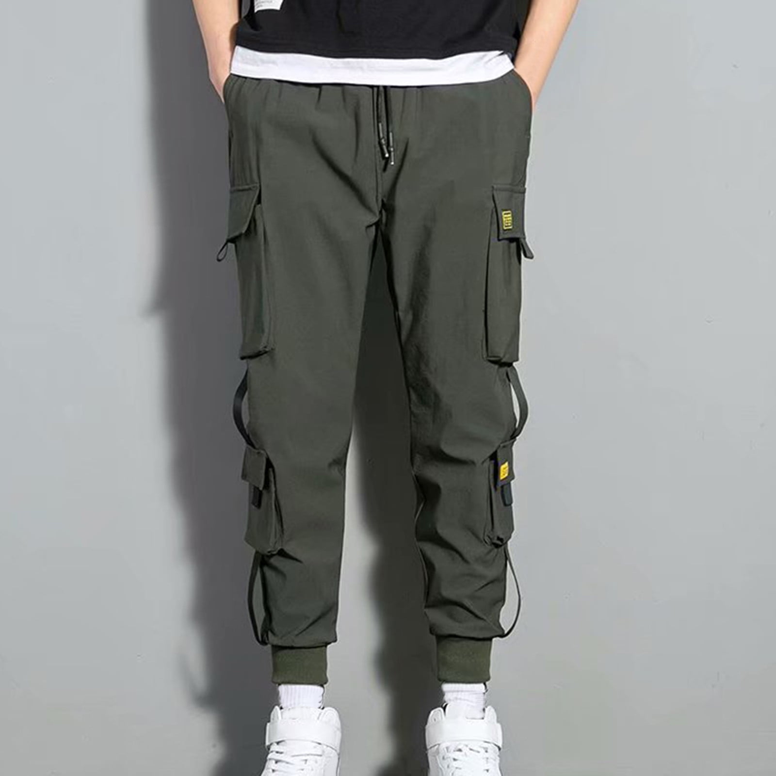 Chiccall Mens Casual Cargo Pants , Multi-Pockets Fashion Joggers Gym ...