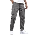 thumbnail image 1 of Chiccall Mens Casual Cargo Pants Stretch Elastic Waist Drawstring Tapered Open Bottom Jogger Sweatpants with Pockets, 1 of 7