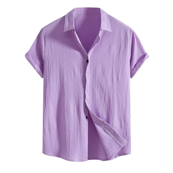 Chiccall Mens Casual Cotton Linen Shirts Fashion Solid Button Down Short Sleeve Summer Beach Vacation Tops