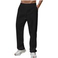 thumbnail image 1 of Chiccall Mens Casual Elastic Waist Pants Drawstring Summer Beach Pant Lightweight Stretch Trouser Black S, 1 of 5