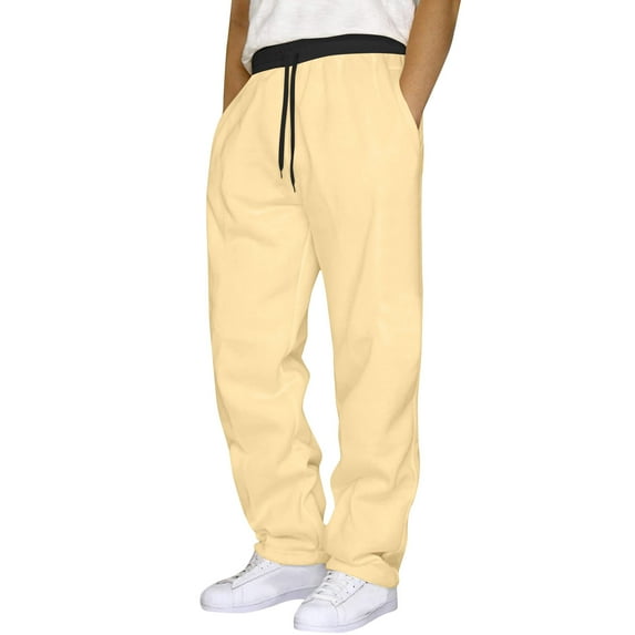 Chiccall Mens Casual Pants Colorblock Wide Leg Outdoor Hiking Joggers Loose Fit Lightweight Elastic Waist Drawstring Lounge Sweatpants