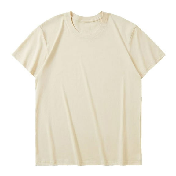 Chiccall Mens Casual Shirts Fashion Breathable Solid Crew Neck Short Sleeve Summer Beach Tops