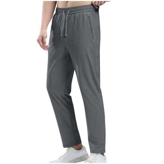 Chiccall Mens Casual Sweatpants Lightweight Stretch Jogger Pants Elastic Waist Drawstring Straight Pants with Zipper Pocket