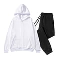 thumbnail image 1 of Chiccall Mens Casual Sweatsuit 2 Piece Loose Fleece Lined Track Suit Solid Drawstring Pocket Full Zip Hoodie & Elastic Waist Drawstring Jogger Sweatpants Fall Winter Athletic Set for Men, 1 of 6