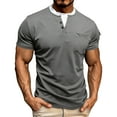 thumbnail image 1 of Chiccall Mens Casual T Shirts Mock 2 Piece 2026 Fasguib Crw Neck Buttons Tee Pullover with Breasted & Sleeve Pocket, 1 of 7