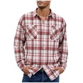 thumbnail image 1 of Chiccall Mens Classic Plaid Shirt Vintage Long Sleeve Button Down Flannel Shirts Plus Size Casual Fall Clothes with Pockets, 1 of 5