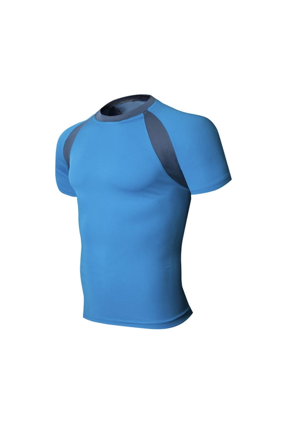Mens Tight T Shirts Short Sleeve Crew Neck Athletic Workout Base Layer Undershirt Shirt Tops for Body Shaper XL Blue