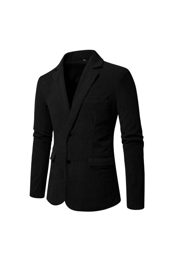 Mens Corduroy Suit Jackets 2 Buttons Business Casual Blazer Solid Textured Coat with Pockets