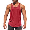 thumbnail image 1 of Chiccall Mens Cotton Gym Tank Tops Solid Crew Neck Sleeveless Tee Lightweight High Elastic Bodybuilding Summer Cut Off Tops Wine M, 1 of 5