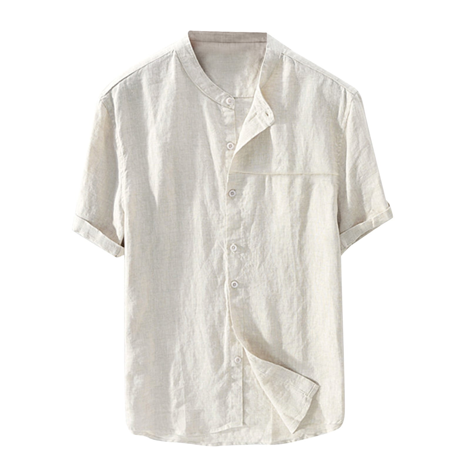 Men's Full Size Linen Button Down Shirt Plus Size