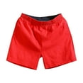 thumbnail image 1 of Chiccall Mens Cotton Shorts Elastic Waist Summer Beach Solid Color Big Straight Casual Running Shorts L Red, 1 of 5