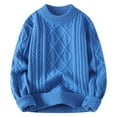 thumbnail image 1 of Chiccall Mens Crew Neck Sweaters Casual Loose Pullover Sweater Solid Knit Textured Ribbed Edge Tops Fall Winter Warm Blouse, 1 of 7