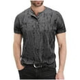 thumbnail image 1 of Chiccall Mens Distressed T Shirts Short Sleeve Button Up Shirts Stylish Ripped Hole Tee Tops Dark Gray L, 1 of 5