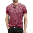 thumbnail image 1 of Chiccall Mens Distressed T Shirts Short Sleeve Button Up Shirts Stylish Ripped Hole Tee Tops Red XL, 1 of 5