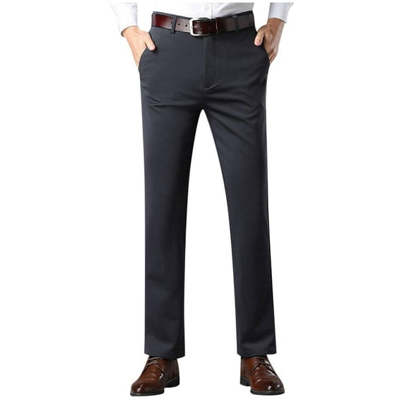 Chiccall Mens Dress Pants Solid Business Casual Suit Pants Slim Fit Stretch Comfy Flat Front Straight Leg Trousers with Pockets