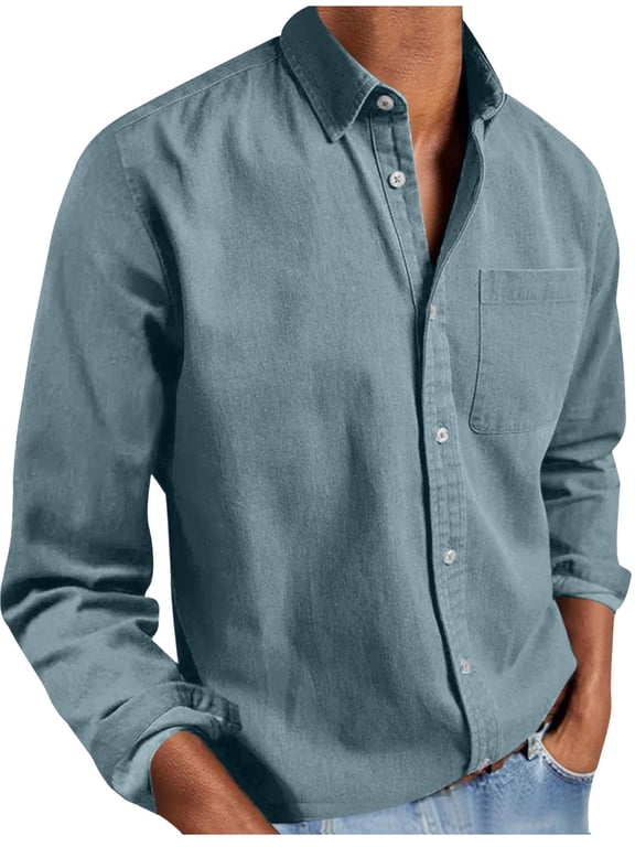 Mens Dress Shirts Long Sleeve Business Casual Work Shirt with Pocket