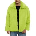 thumbnail image 1 of Chiccall Mens Faux Furry Coats 2025 Winter Fashion Lapel Fuzzy Open Front Jacket Solid Cozy Warm Outwear with Pocket, 1 of 7