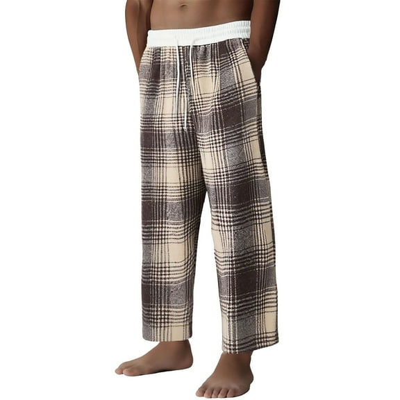 Chiccall Mens Flannel Pajama Pants Baggy Plaid Fleece Fall Winter Elastic Waist Drawstring Sleep Pant Casual Pajama Bottom with Pocket