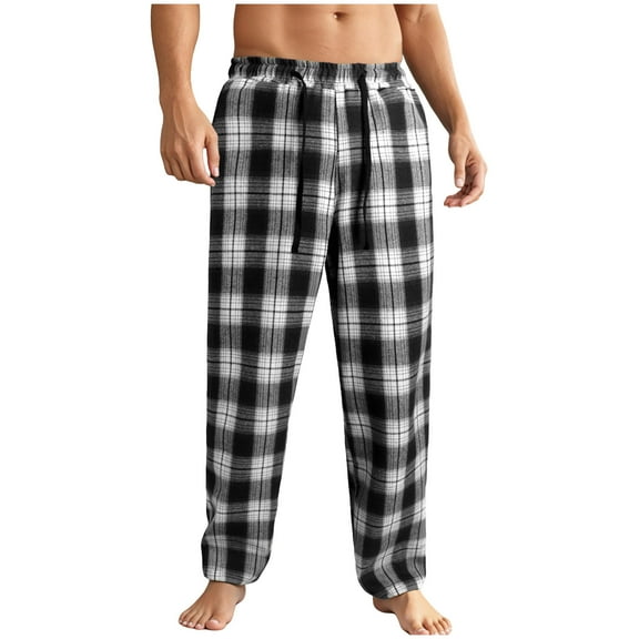 Chiccall Mens Flannel Pajama Pants Baggy Plaid Fleece Fall Winter Elastic Waist Drawstring Sleep Pant Casual Pajama Bottom with Pocket