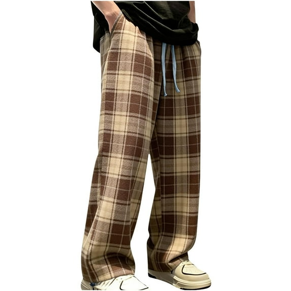 Chiccall Mens Flannel Pajama Pants Baggy Plaid Fleece Fall Winter Elastic Waist Drawstring Sleep Pant Casual Pajama Bottom with Pocket