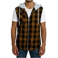 thumbnail image 1 of Chiccall Mens Flannel Shirts Button Down Plaid Hoodie Summer Casual Fashion Hooded Drawstring Tops with Breasted Pocket, 1 of 5