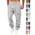 thumbnail image 1 of Chiccall Mens Fleece Cargo Sweatpants Baggy Warm Wide Leg Jogger Sweat Pants Casual Lounge Workout Elastic Waist Drawstring Trousers with 3 Pockets, 1 of 7